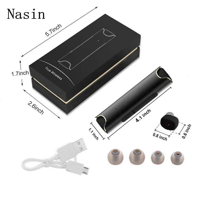 Nasin S2 TWS, Bluetooth 5,0, гарнитура, стерео, IPX7, водонепроницаемые мини наушники, настоящие Беспроводные наушники с 850 мА/ч зарядным устройством для Xiaomi