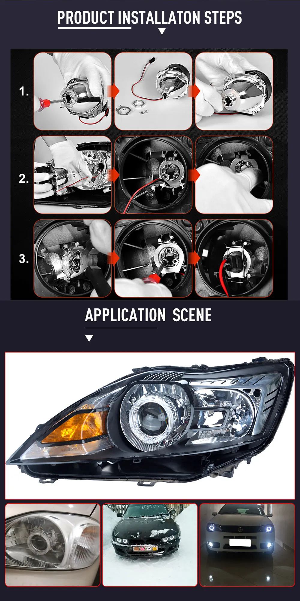 2 шт. 2,5 дюймов Автомобильный головной светильник bi xenon HID angel eyes автомобильный проектор Объектив Bi led WST светильник для использования лампы H1 с H4 H7 автомобильный Стайлинг