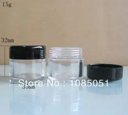 Акция 2000 шт. 15 г Черный Пластик контейнер, Дисплей jar 15cc plasitc банку, 1/2 унц. jar