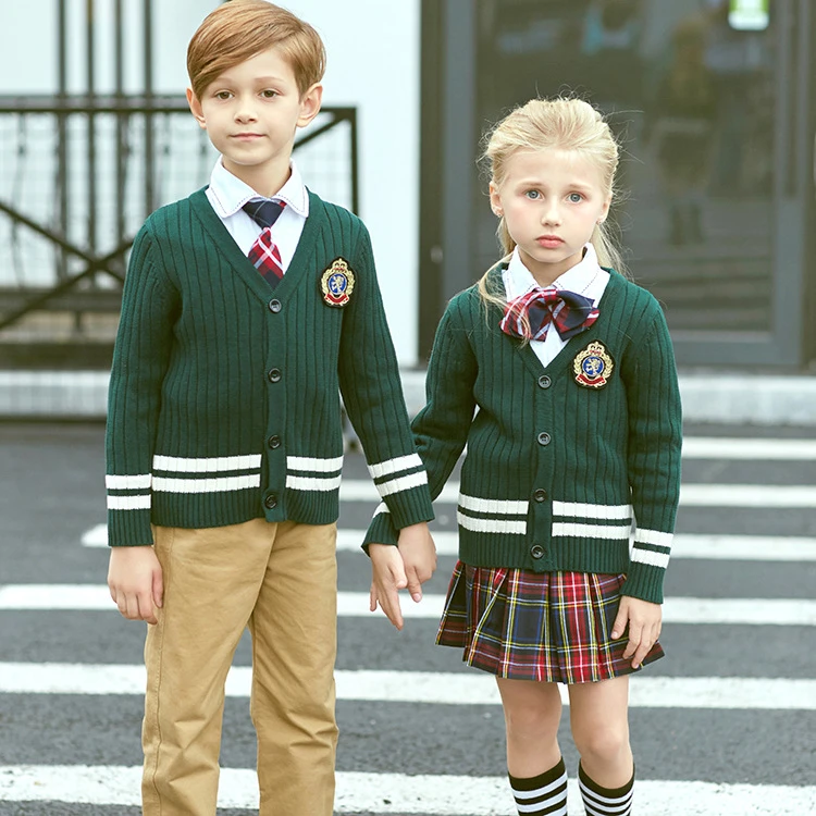 green cardigan school uniform