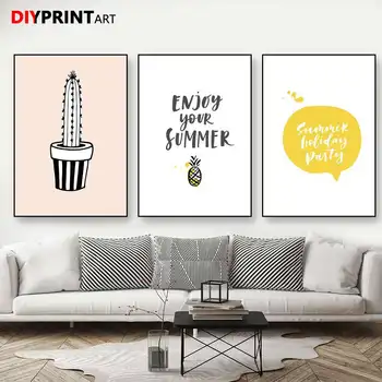 

Summer Cactus Potted Wall Art Print Wall Pictures For Living Room Bedroom Decoration B1014