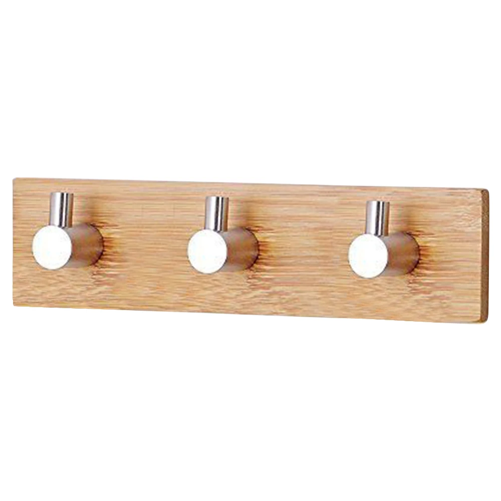 

Self-Adhesive Wall Hooks Solid Stainless Steel Peg Bamboo Rack Rail Nail-free Door Back Coat 3 Hook