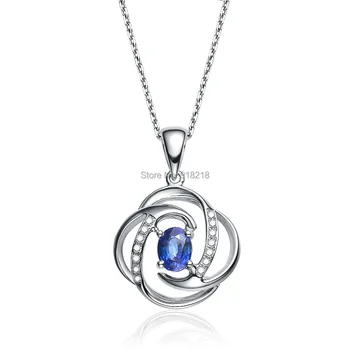 

Fashion 18K White Gold About 0.400ct Natural Blue Sapphire Jewelry Gemstone Fine Jewelry Necklace Pendant for Woman