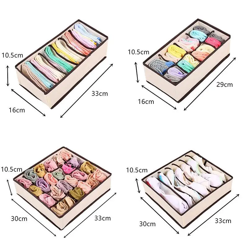 4 шт. набор нетканый складной органайзер для нижнего белья ящик для хранения ячеек ткань разделяющее нижнее белье галстук Носок Бюстгальтер органайзер для хранения Контейнер