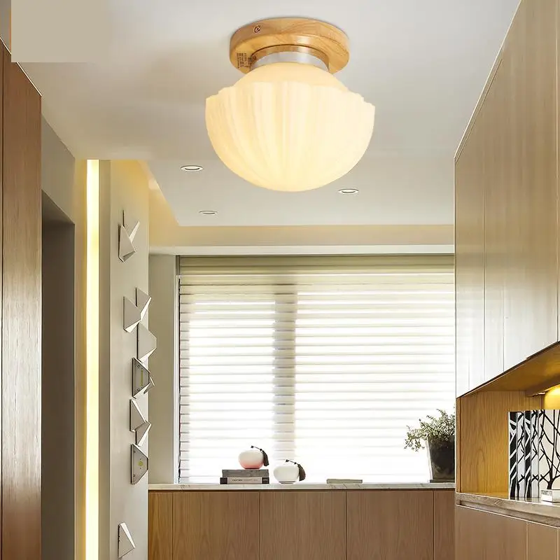 Corridor Wooden porch Lamp Solid Wood ceiling Nordic Living Room Entrance Hall Japanese home Led Ceiling Lights | Лампы и освещение