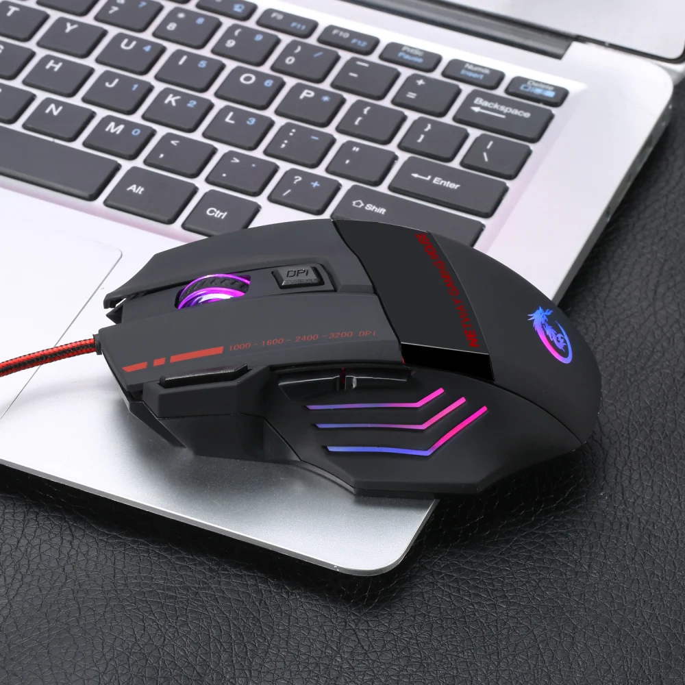 Профессиональная Проводная игровая мышь HXSJ 3200DPI регулируемая с 7 кнопками USB