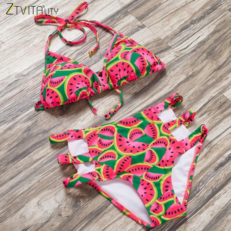 

ZTVitality Print Bikinis Push Up Bikini 2020 New Arrival Padded Halter Bandage High Waist Swimsuit Sexy Swimwear Women Biquini