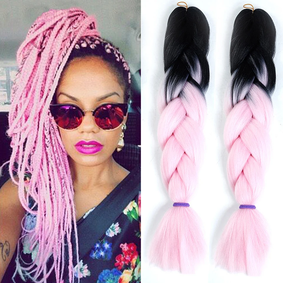 5-10Pcs-Jumbo-Braiding-Hair-Black-pink-Ombre-Synthetic-Braiding-Hair-font-b-Extension-b-font
