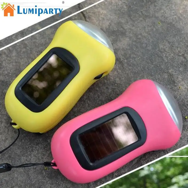 

LumiParty Portable Plastic Solar Power Flashlight LED Outdoor Solar Turning Handle Power Supply Electric Torch for Camping
