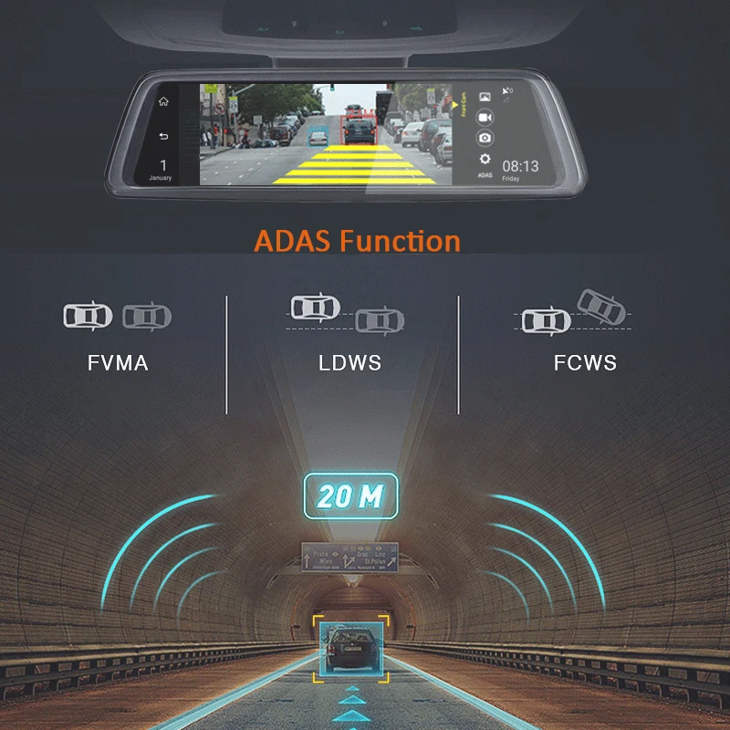 Автомобильное Зеркало Bluavido 10 " 4G Android GPS FHD 1080P с двумя объективами зеркало