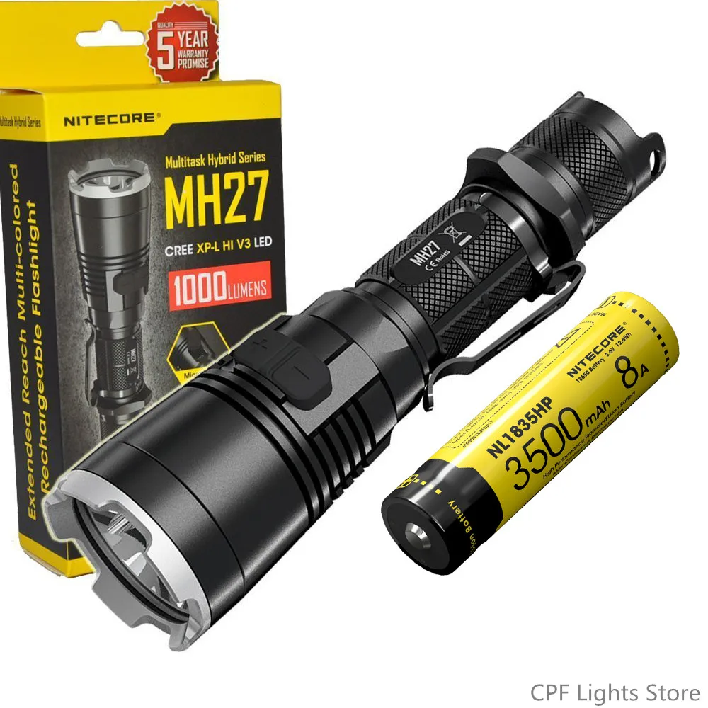

NITECORE MH27 RGB Flashlight CREE XP-L HI V3 max 1000 lumen USB rechargeable torch beam throw 462 meter handheld tactical light