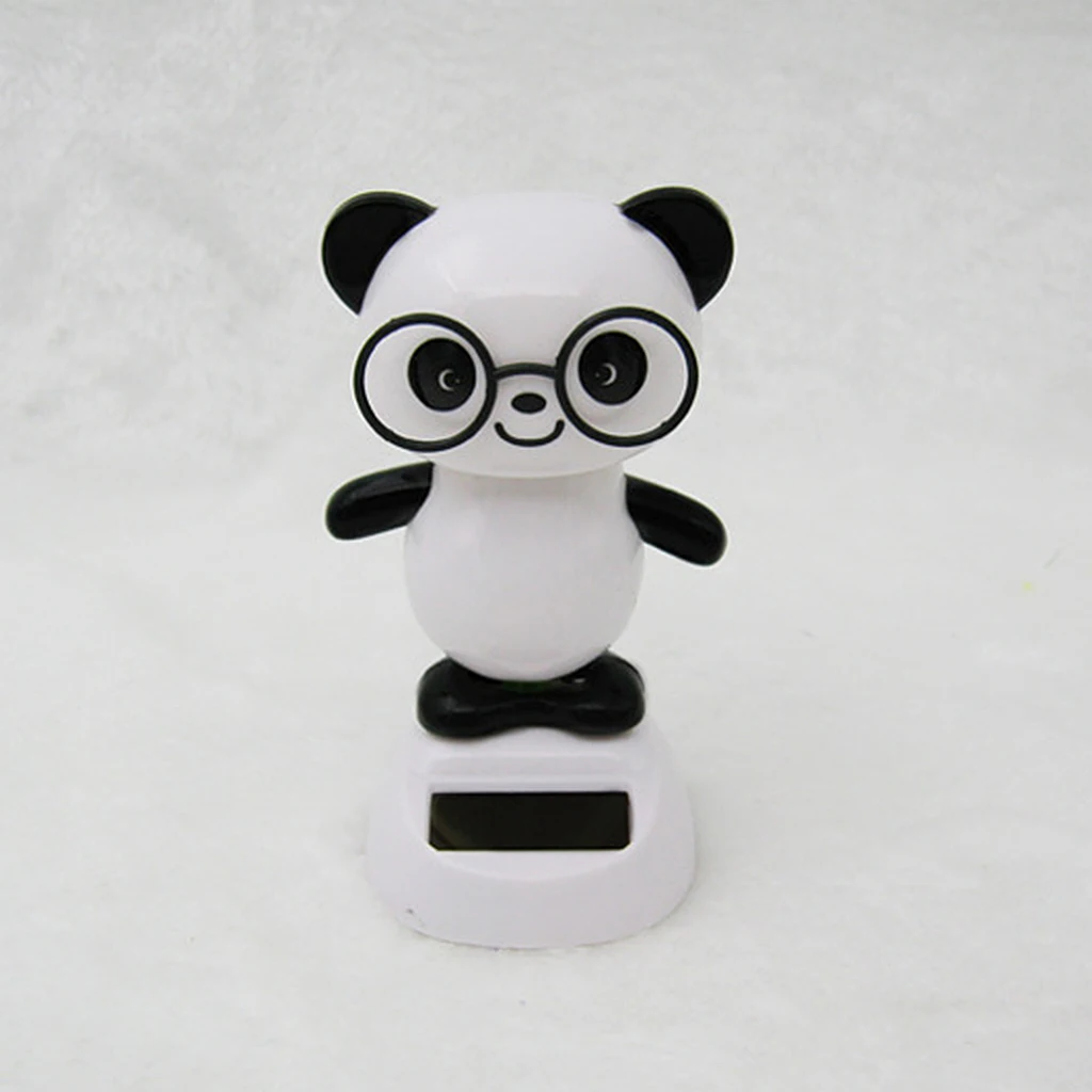 Solar Operated Toy Dancing Bobbleheads Panda Ornament Animal Figure Car Home Decor Tabletop Desk Office Display