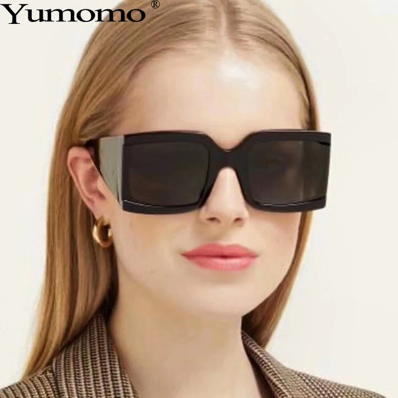 Трендовые негабаритные Квадратные Солнцезащитные очки для женщин Новая мода персональный уникальный черный красный градиентный цвет зеркальные UV400 женские очки