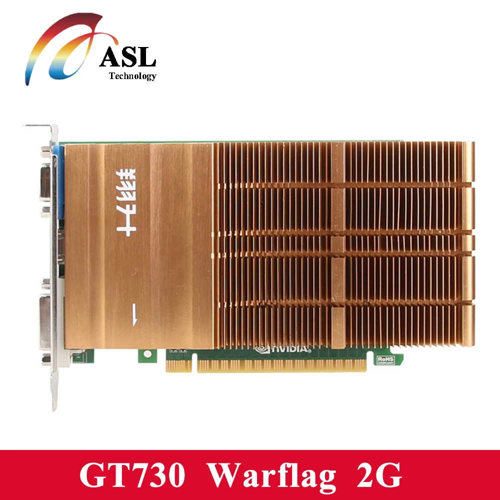 ASL GT730 WarFlag 2 ГБ D3 Графика карты 64bit 1600 мГц GDDR3 902-1804 28NS DVI/HDMI 384 CUDA Core TDP25W видео карта