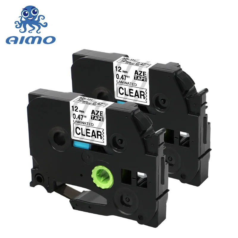 2Pcs Black on Clear 12MM TZe131 TZe 131 Laminated Labels Tape P Touch