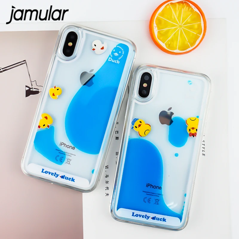 Чехол JAMULAR для iPhone 6s 6 7X8 Plus симпатичный плавучий чехол с желтой уткой жидкая