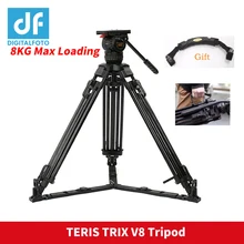 6" TERIS TRIX V8 PLUS штатив для видеокамеры с жидкой головкой нагрузка 8 кг алюминиевый штатив Camcoder для HDV C300 камера BMCC Tilta Rig