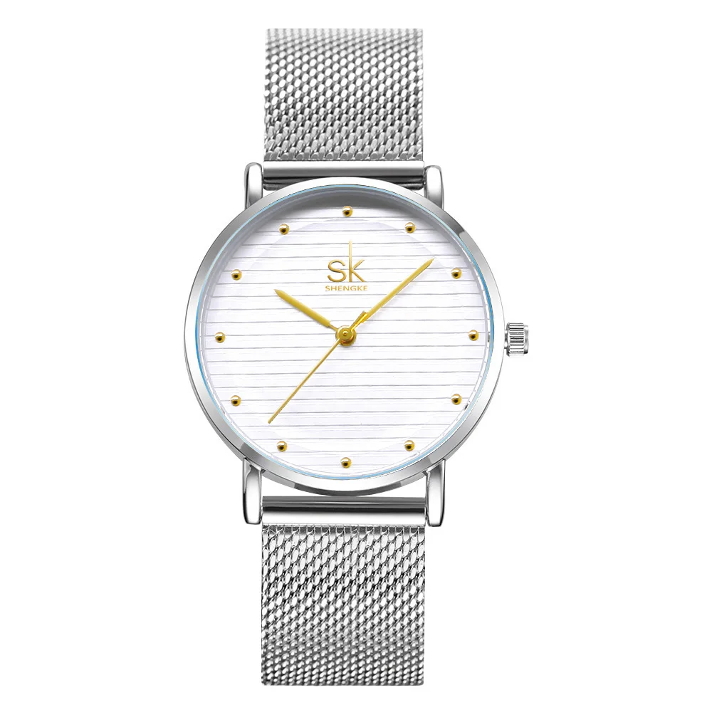 Shengke часы из нержавеющей стали женские брендовые серебряные кварцевые часы Relogio Feminino SK женские наручные часы Montre Femme# K0049 - Цвет: gold pins