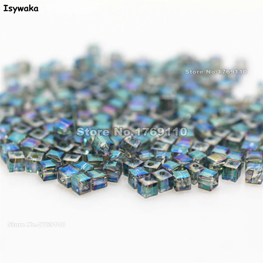 Isywaka 1980pcs Cube 2mm Hot Green Color Square Austria Crystal Bead Glass Beads Loose Spacer For DIY Jewelry Making | Украшения и
