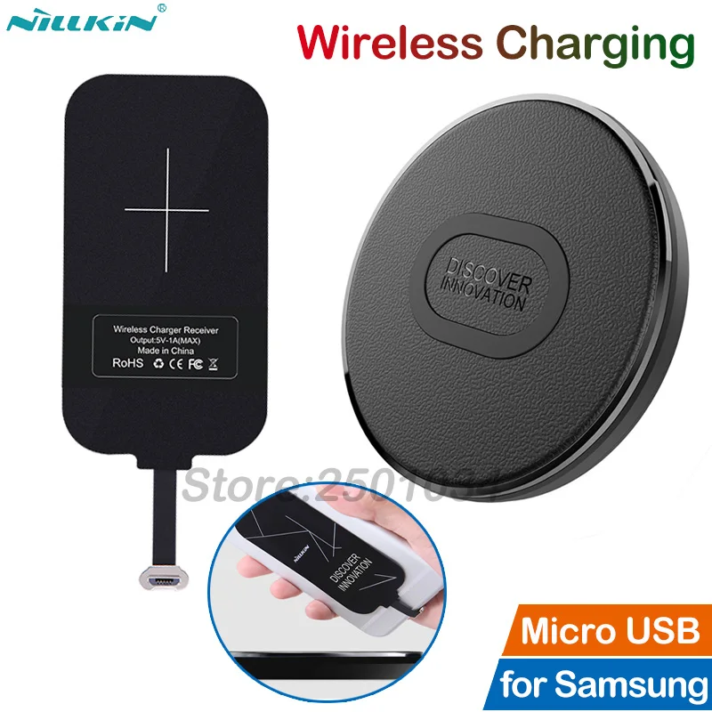 

Nillkin Qi Wireless Charger Charging for Samsung J3 J5 J7 Pro 2017 J4 J6 J8 A6 A7 A6+ 2018 Prime+Micro USB Receiver Adapter