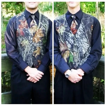 

2019 Real Tree Camo Groom Vest Custom Snowfall True Timber Camo Formal Mens Vest Groomsmen Pink Camouflage Wedding Vest