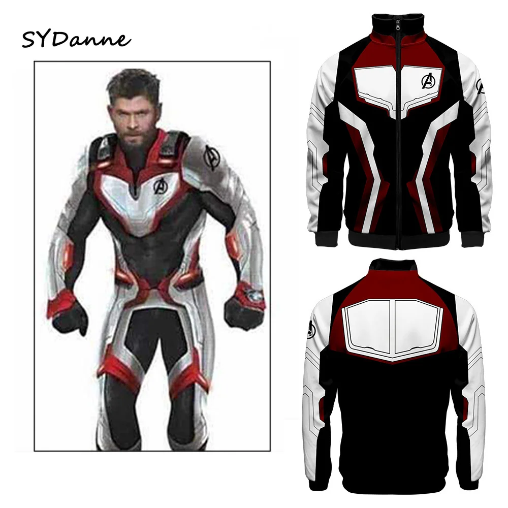 

SYDanne Avengers Endgame Quantum Realm Sweatshirt Jacket Advanced Tech Cosplay Costumes Final 3d Stand-up Zip Pullover Jacket