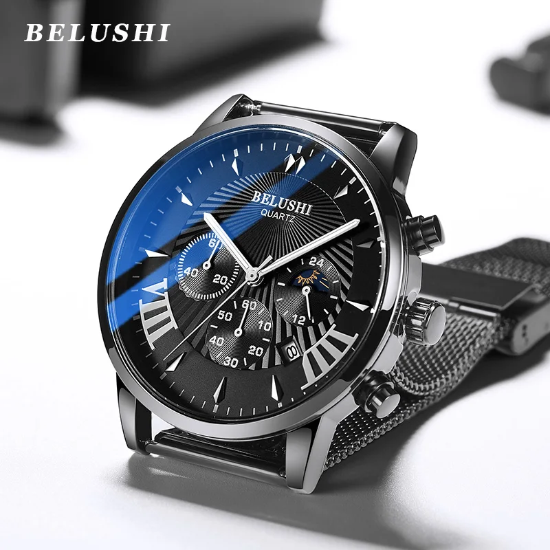 BELUSHI часы для мужчин модные кварцевые спортивные часы для мужчин s лучший бренд класса люкс Человек Бизнес водонепроницаемый наручные часы relogio masculino
