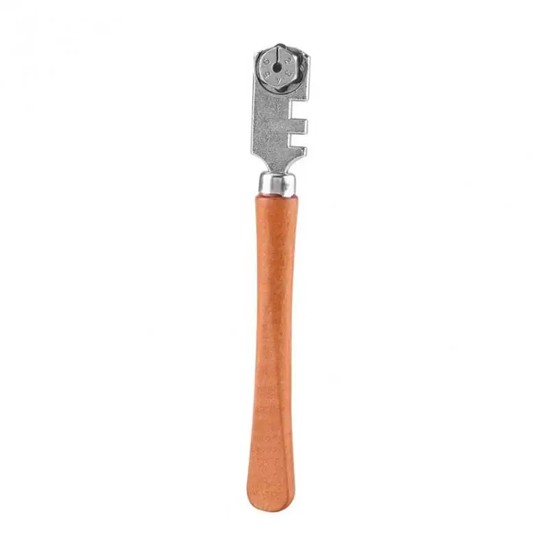 

130MM Professional Six Wheel Glass Cutter Craft Cutting Tool W/ Wooden Handle 6 Carbide Cutter Wheels Tile Glass Cutter