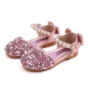 

girls sandals Toddler Kids Baby Girls Pearls Bling Sequins Bowknot Princess Shoes Sandals sandalles filles8.344gg