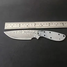Прямая поставка Дамасская сталь прямой нож фиксированное лезвие diy полуфабрикат открытый ручной нож ковка Дамасская сталь походный нож