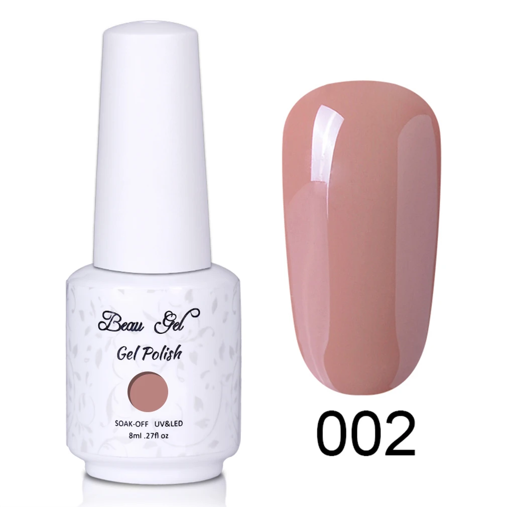 Beau Gel 8ml Nude Color UV Gel Nail Polish Soak Off Vernis Semi Permanent Hybrid Varnish Gellak Enamel Lacquer Jelly Gel Polish - Цвет: NU002