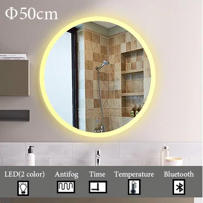 Bluetooth, музыкальное настенное зеркало, светодиодный, для ванной комнаты, зеркало для макияжа, интеллектуальный дисплей, HD, с подсветкой, зеркала для ванной комнаты, влагостойкая доска - Цвет: M004C-500mm