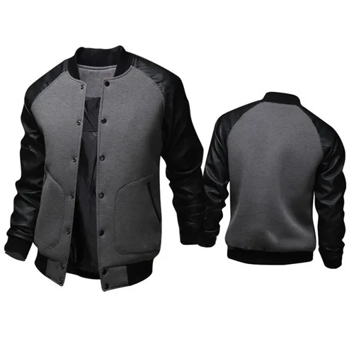 2018 mens cuero patchwork chaqueta de bombardero PU chaqueta de béisbol masculina cuello de pie solo pecho jaqueta beisbol 2018 mens cuero patchwork chaqueta de bombardero PU chaqueta de béisbol masculina cuello de pie solo pecho jaqueta beisbol
