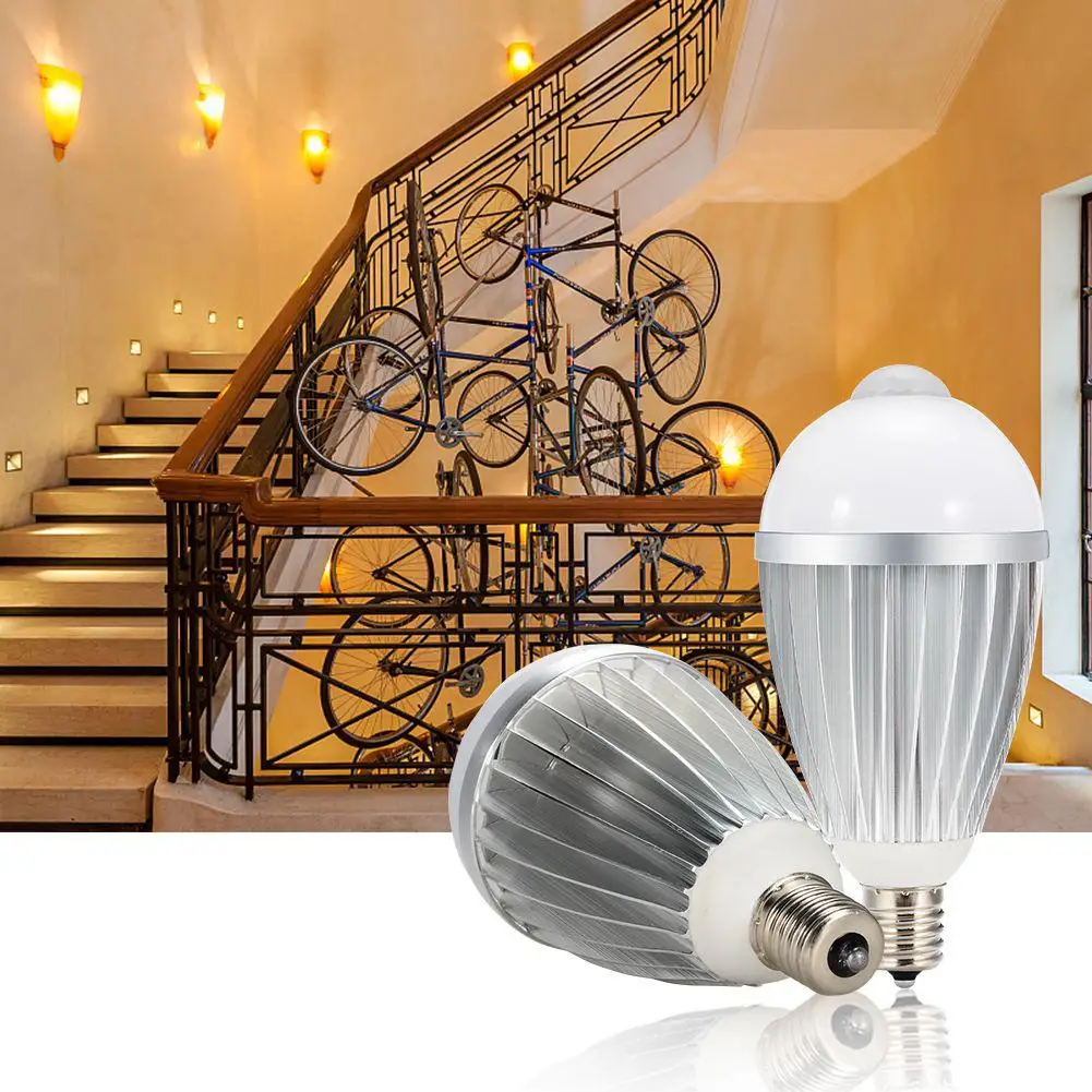 7 Вт E17 светодиодный светильник с датчиком движения, холодный белый/теплый белый, умный автоматический Вкл/Выкл светодиодный светильник для лестниц, прихожей, балконов, коридоров