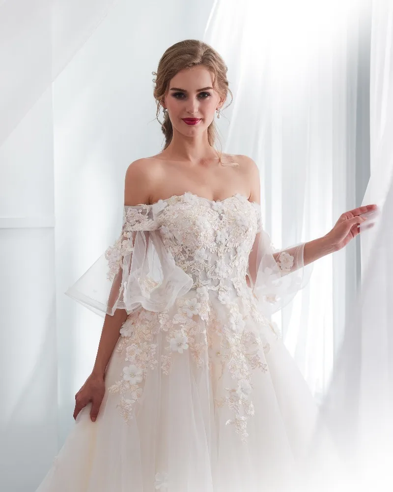 Vivian's Bridal 2018 летнее Милое Свадебное платье принцессы с расклешенными рукавами и
