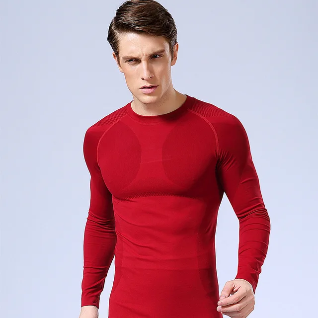 Men Fitness Long Sleeves Base Layer Skin Tight Weight Lifting Elastic