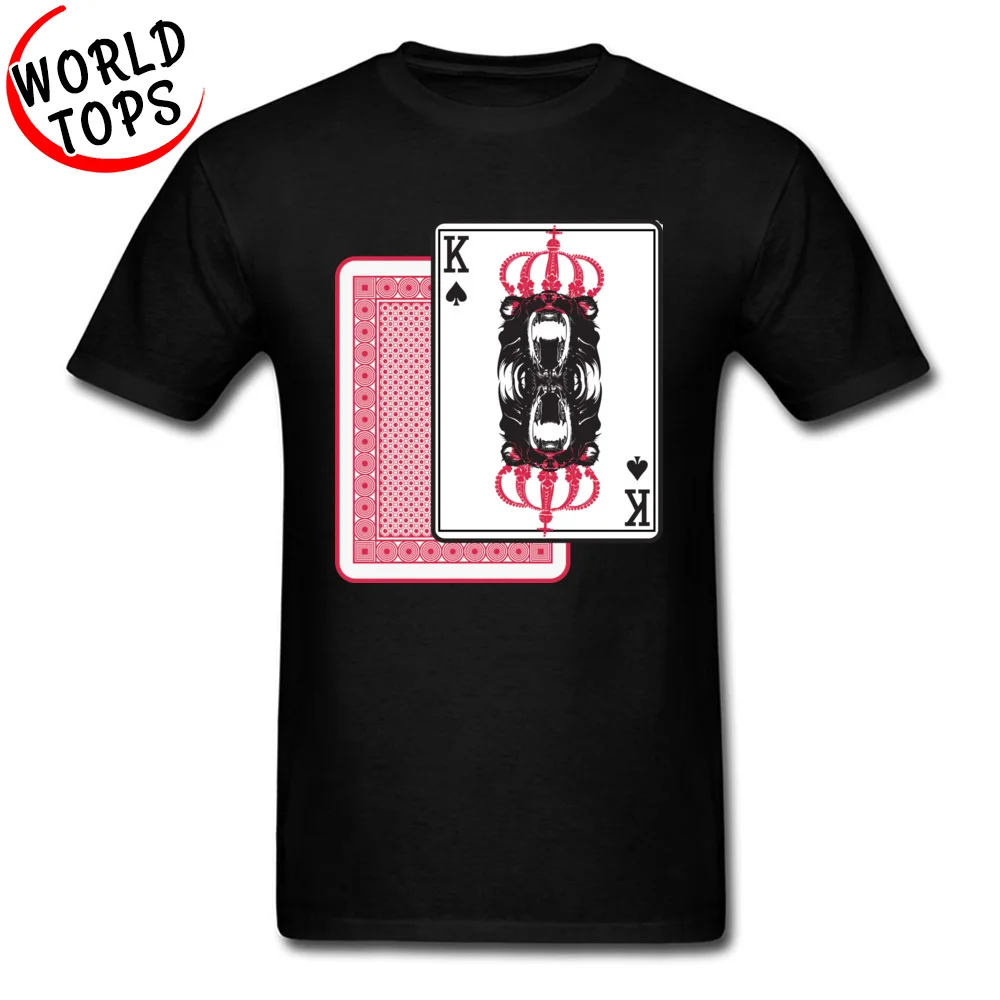 

Royal Lion Casual T Shirt New Arrival Round Collar Funny Play Cards Print Graphic Tee Shirts Slim Fit T-Shirt Christmas Gift