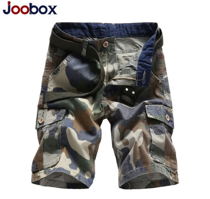 Joobox Новые хлопковые камуфляжные брюки-карго Шорты для женщин Для мужчин Повседневное несколькими карманами украшения прямо Шорты для женщин без Ремни 40