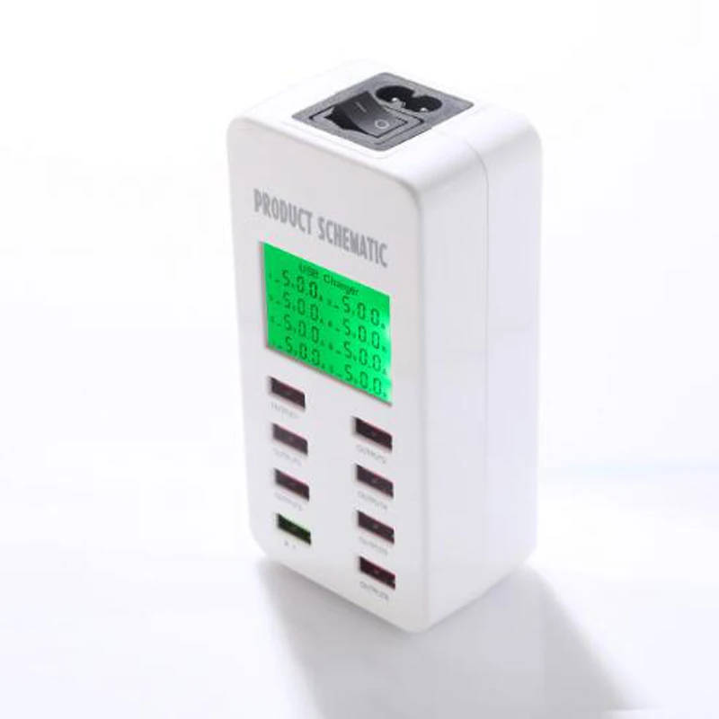 35 Вт 8 портов QC3.0 быстрое зарядное устройство Смарт USB зарядное устройство с ЖК-дисплеем зарядная станция для мобильных телефонов и планшетов