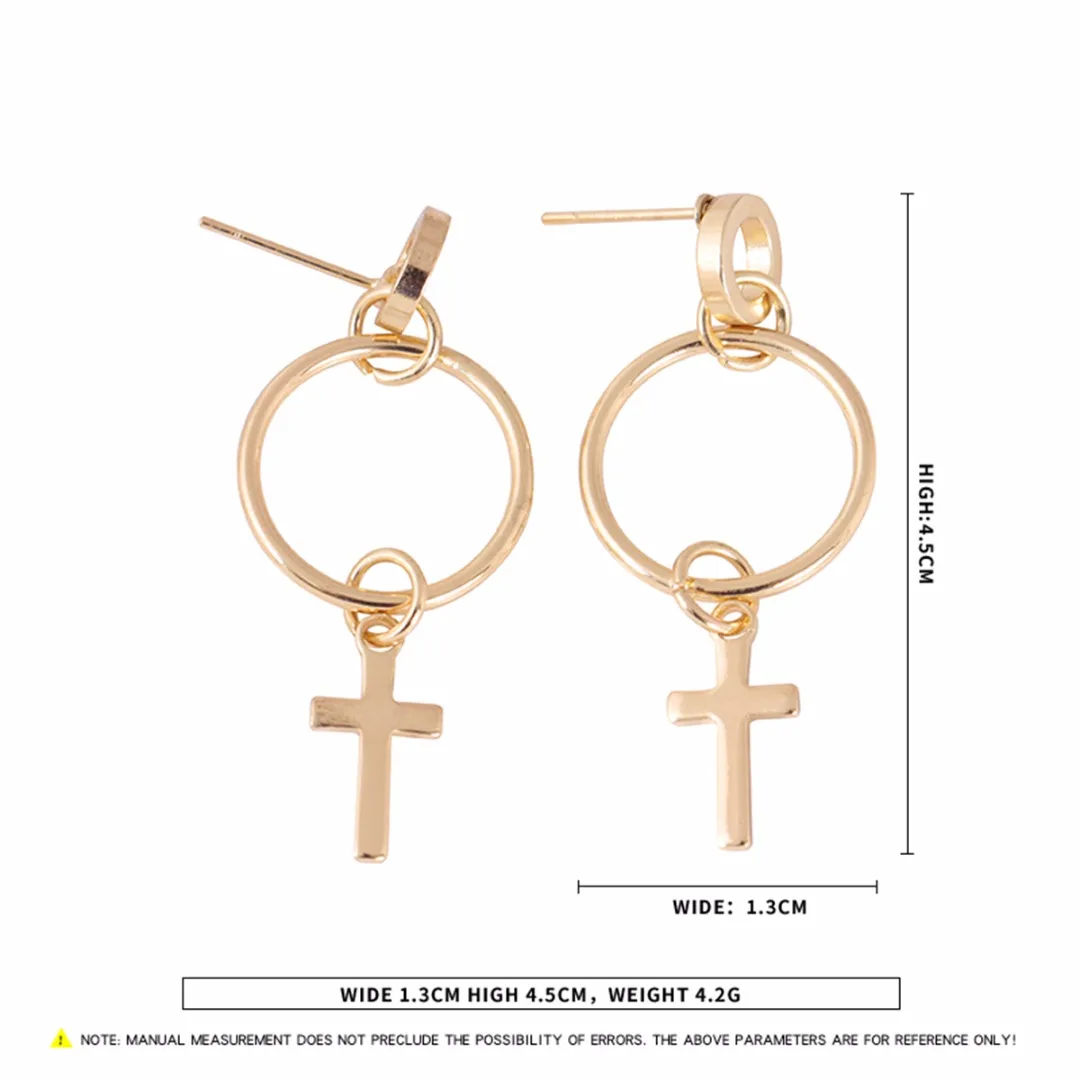 1Pair Retro Drop Earrings oorbellen Charming Circle Cross Pendant Ear Cartilage Dangle Earring For Women Jewelry Shellhard