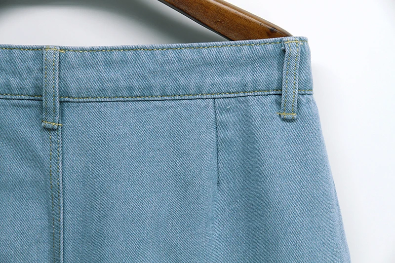 Женская джинсовая юбка с двумя карманами и пуговицами, высокая талия, новинка, модная посылка, Повседневная летняя юбка трапециевидной формы