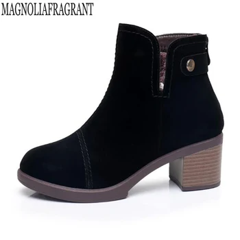 

Autumn Winter Women Ankle Boots Fashion Flats Back Zipper Boot High quality fabric Women Boots Warm Plush Women Shoes sh83