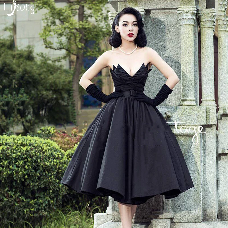 black strapless evening gown