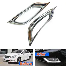 Molding Front Fog Lights Cover Trim Chrome Garnished Bezel Decoration Fits For Sonata YE I45 2011 2012 Car Styling car-covers