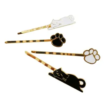 

4 pcs Hair Clip Cat Pattern Lovely Delicate Alloy Hair Jewelry Hairpins Barrettes Bobby Pin for Women Girls