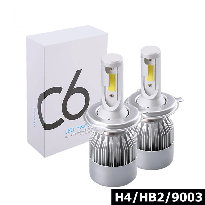 2 шт. Новый светодиодный автомобильный светильник 6000K COB H4 C6 3800LM 36W|Передние LED-фары
