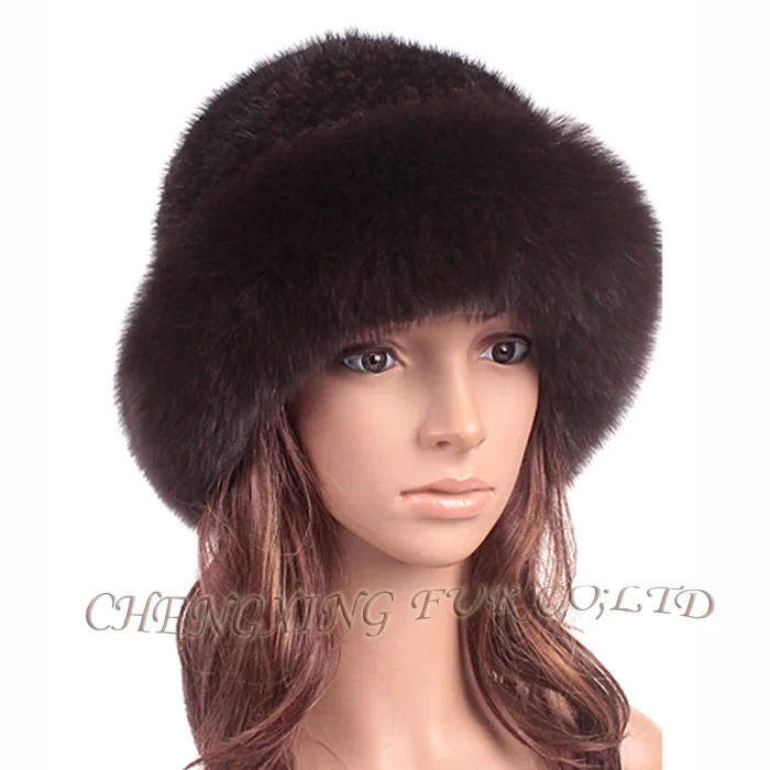 CX-C-209C бренд Fox Fur Trim зимняя теплая Женская Модная вязаная норковая шапка - Цвет: G