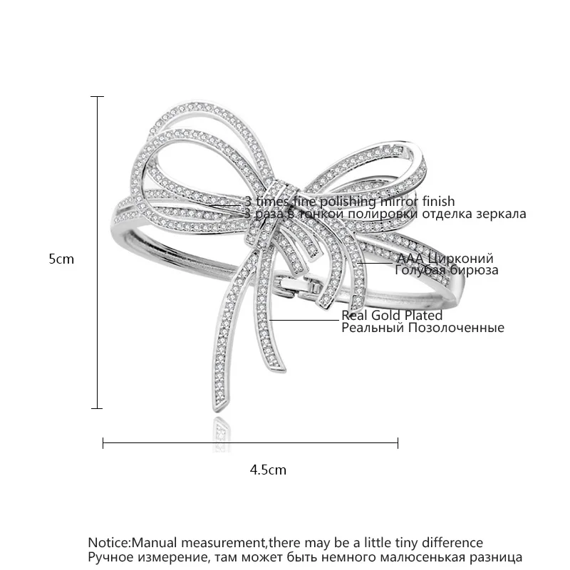 Luoteemi Лидер продаж элегантные Европе браслет полный Сияющий CZ бантом Форма браслет Sweety украшения для Для женщин девочек Свадебная вечеринка