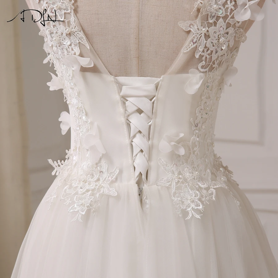 Cap Sleeve Beaded Lace Tulle A-Line Short Wedding Dress in Wedding dresses