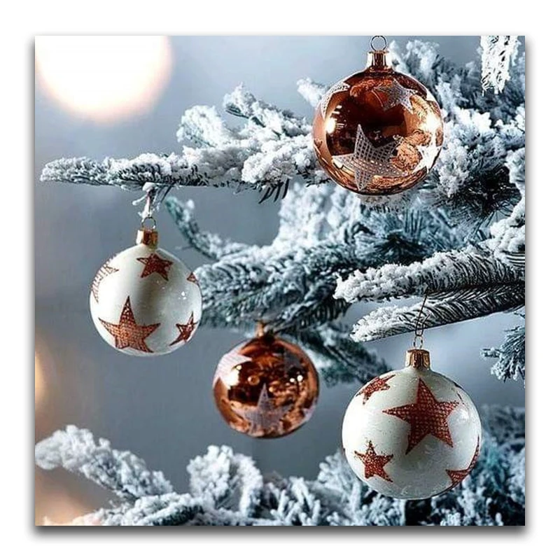5D DIY Diamond painting scenery Full Round Diamond embroidery Cross stitch snow Full Square Diamond mosaic Christmas balls